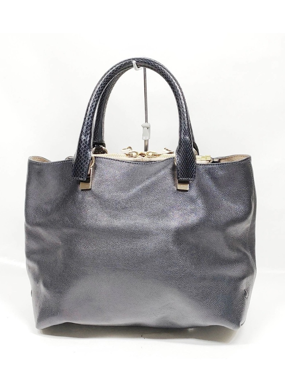 Chloe Baylee Black Medium Tote Bag With Python Handle Accent